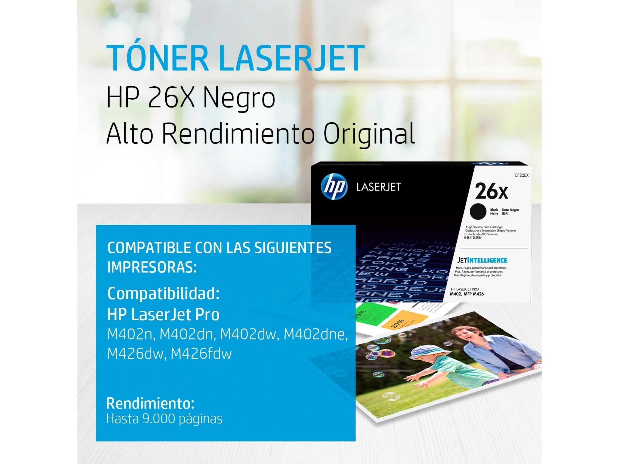 TONER HP 26X NEGRO (CF226X) LASERJET M402/M426 9000 PAG.